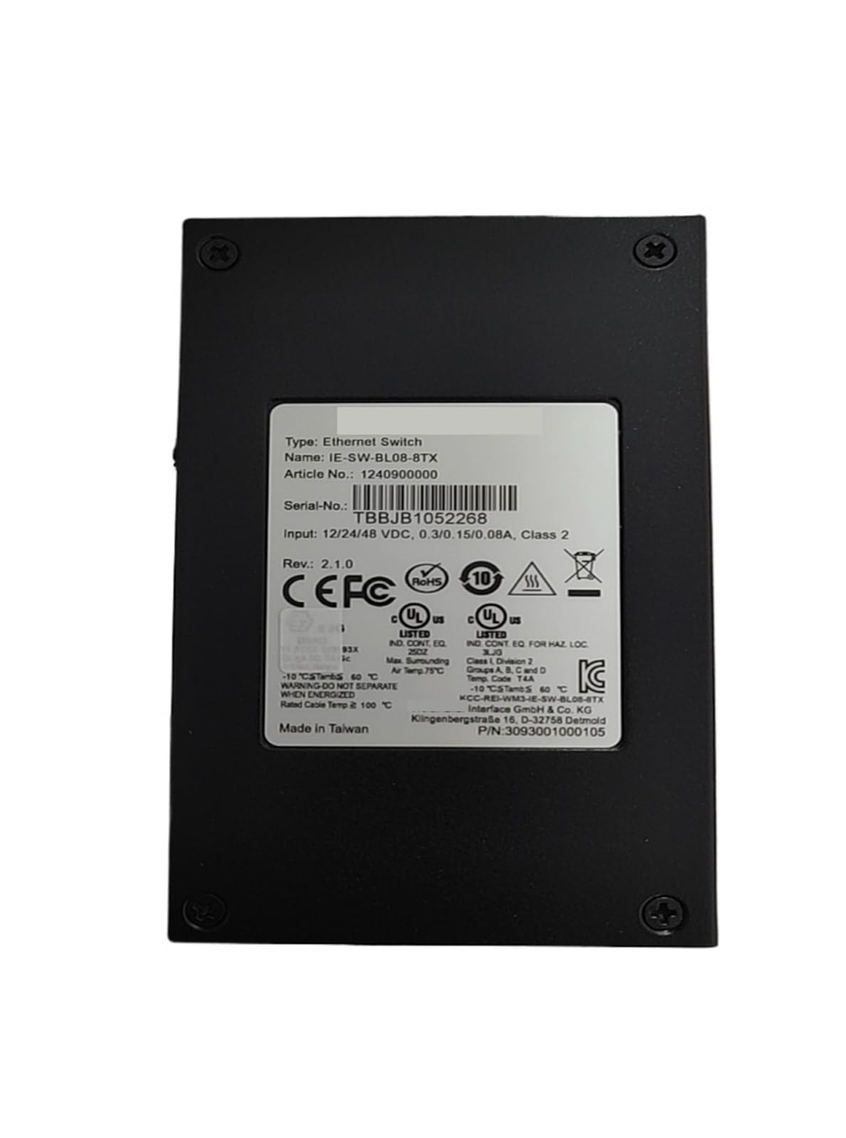Switch Industriale, Switch Ethernet IE-SW-BL08-8TX 1240900000