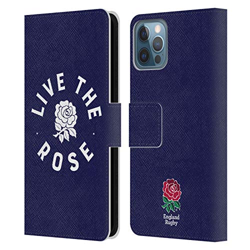 Head Case Designs Offizielle England Rugby Union Live The Rose 2 2016/17 The Rose Leder-Wallet-Hülle Kompatibel mit Apple iPhone 12 / iPhone 12 Pro