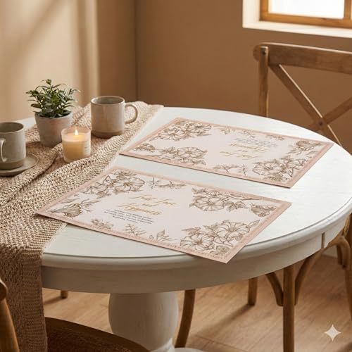 Image of YELONA Leather Dining Table Placemats Set of 2 - Waterproof, Heat Resistant, Anti-Slip, Easy to Clean Table Mats for Dining Table, Kitchen & Home Decor (Blush Pink, 40 x 30 cm)