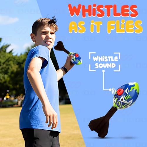 Image of Wembley Missile Foam Rocket Toys for Kids with Whistling Sound Aerodynamic Rocket Ball Fly High Action Launcher Outdoor Toys Gift for Boys Girls (Blue)