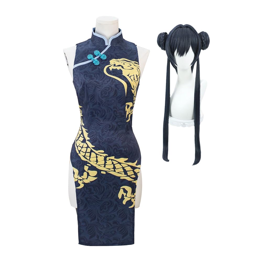 Ryūge Kisak kostium cosplay, dla kobiet, chińska sukienka Cheongsam, Ryūge, Kisak, smok, Cheongsam, anime, do odgrywania ról, stroje na imprezę halloweenową