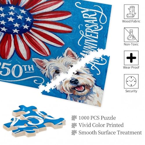 Rompecabezas de perro Westie de madera, puzzle de 1000 piezas de la independencia para adultos 6