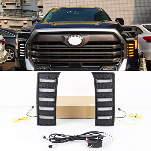 ECAHAYAKU Compatible With Toyota Tundra 2022-2025 White/Amber DRL Sequential Switchback Turn Signal Led Daytime Running Light Front Bumper Fog Lights Driving Lamp by ECAHAYAKU - Used condition - US$75.99