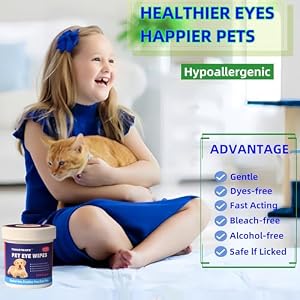 Pet Eye Wipes for Dogs & Cats - Gently Remove Tear Stain, Eye Debris, Discharge, Mucus Secretions - Aloe & Chamomile Pet Cleaning Grooming Deodorizing Wipes for Eyes, Wrinkle, 100Count Pet Eye Wipes for Dogs & Cats – Gently Remove Tear Stain, Eye Debris, Discharge, Mucus Secretions – Aloe & Chamomile Pet Cleaning Grooming Deodorizing Wipes for Eyes, Wrinkle, 100Count
