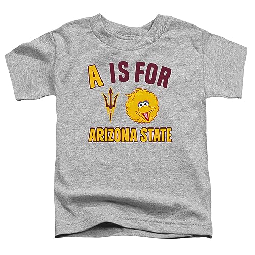 Arizona State Sun Devils Sesame Street Big Bird Official A is for Arizona State Unisex Toddler T Shirt,Athletic Heather, 3