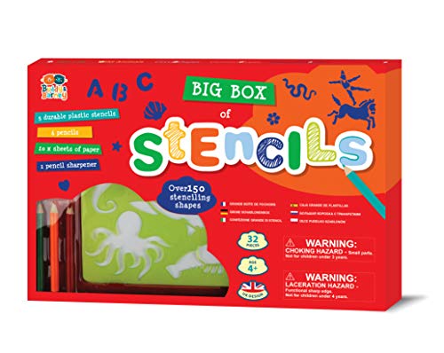 Buddy & Barney Stencils Set for Kids, with printed paper, 6 pencils, 5 large stencil sheets.