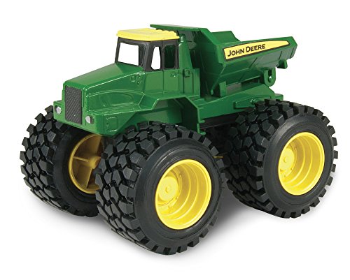 TOMY Kipplaster "John Deere Monster Treads" in Grün - Traktor mit Sound und Rüttelfunktion - hochwertiges Baustellen Spielzeug aus Kunststoff - ab 3 Jahre