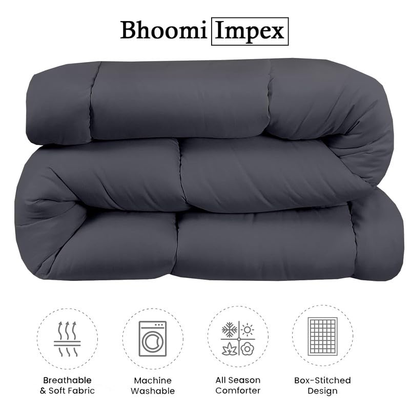 Image of Comforter for Single Bed - Soft and Warm Winter Comforter Single Bed Comforter Blanket | Ultra Soft & Light Weight - (300 GSM, Dark Grey)