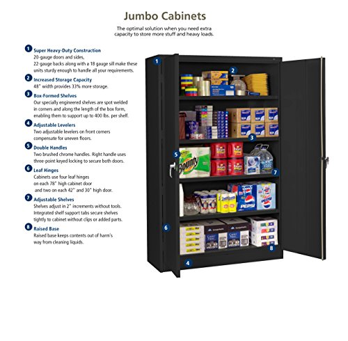 Tennsco Assembled Jumbo Steel Storage Cabinet, 48w X 18d X 78h, Black - Thumbnail 6