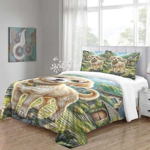Parure de lit Beagle 3D housse de couette double 200x200cm microfibre douce - 5