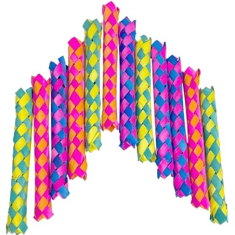 Mandarin Bird Toys by M&M 5520 Rainbow Bamboo Chewers Pk12 - Natural Bamboo Lightweight Colorful Woven Finger Traps, Soft Chewable Foot Toys, Stuffable, Great Fun fo Cover