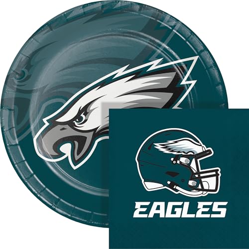 Trendware Philadelphia Eagles Paper Plate and Napkin Party Kit 72 ct Officially Licensed