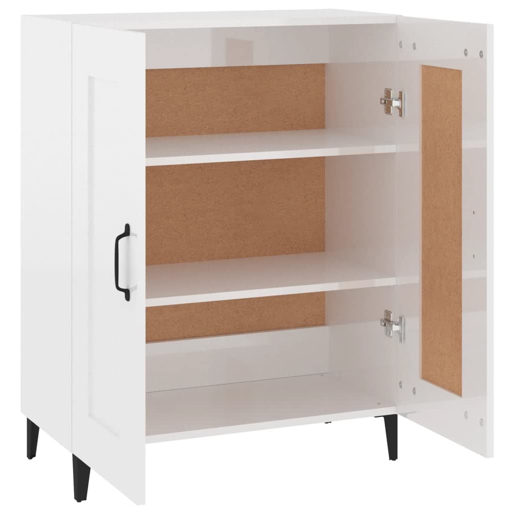 Credenza,Mobiletto Multiuso Madie moderne soggiorno Con scomparti Per Sala da Pranzo Salotto Corridoio Cucina 69,5x34x90 cm in Legno Multistrato Bianco Lucido