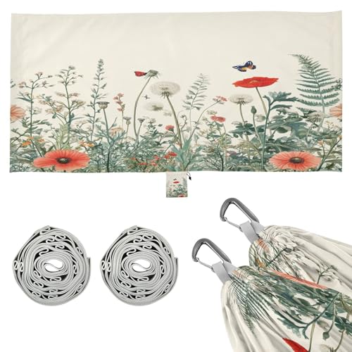 Haskirky Bracken Flower Butterfly Camping Hammock, Single Portable Hammocks with Tree Straps & Attached Carry Bag, 330Lbs Capacity Perfect for Outside Indoor Hiking Beach Backpack Travel