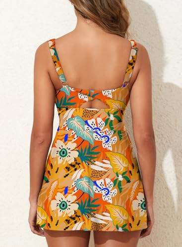 Image of Aleumdr One Piece Swimdress Swimsuit for Women Tummy Control Split Swim Dress Skirt Bathing Suit with Pockets
