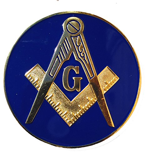 Masonic Master Mason Auto Car Tag Emblem Reflex Blue Made of Aluminum