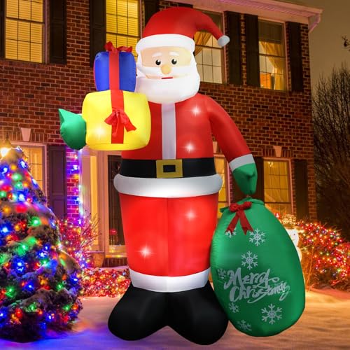 Décoration de Noël gonflable de 244 cm pour l'extérieur dans le jardin : décoration de Père Noël, gonflable avec éclairage LED XXL, IP44 résistant aux intempéries, pour extérieur, intérieur, jardin,