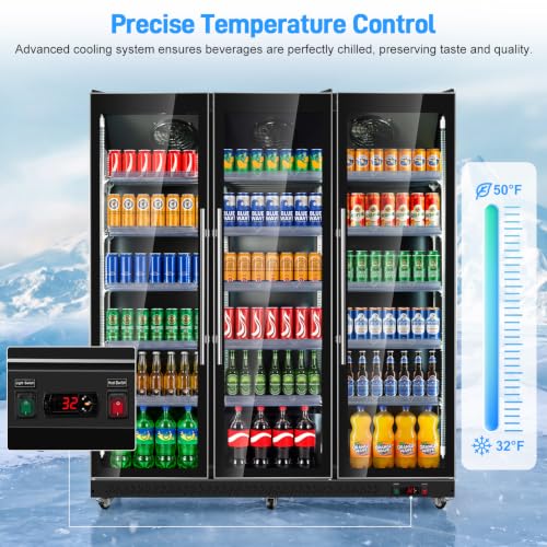 Image of 42.02cu.ft Commercial Beverage Refrigerator, Triple Glass Door