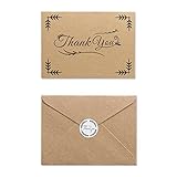 MAGJUCHE Rustic Thank You Folded Note Cards with Kraft Envelopes and Stickers, 32 Cards