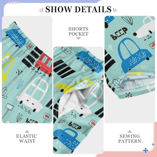 ZZXXB Funny Car Beep Boys Long Pants Soft Trousers Elastic Waist Kids Lounge Bottoms with Pockets S-XL4