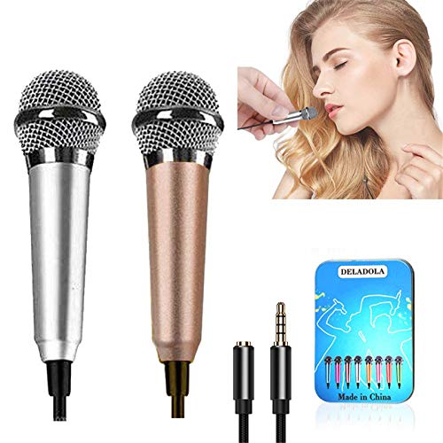 (2Pack) Mini Microphone Tiny Microphone For Mobile Phone Laptop Notebook Apple Iphone Sumsung Android（Silver+Rose Gold） #TOP25