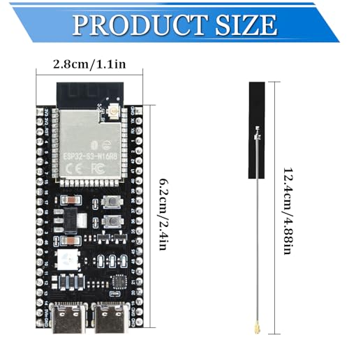 Image of 3PCS ESP32-S3 Development Board with External Antennas, Dual-Core N16R8, Type-C Ports 44Pin CH343P Chip, ESP32 S3 Devkit for Arduino