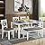Harper & Bright Designs 6-Piece Wooden Dining Set for 6,Kitchen Furniture Set with Cross Back 4 Dining Chairs and Bench,White+Gray