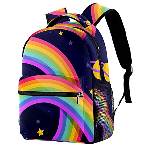 Sac à dos de voyage enfant étoiles arc-en-ciel - Cartable avec porte-bouteille fille et garçon
