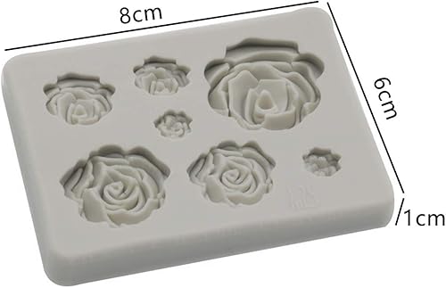 Miniatura 4 de Tvoip Molde de silicona de flor de rosa, 2 piezas, molde de fondant, herramientas de decoración de pasteles, molde de chocolate, para hornear,