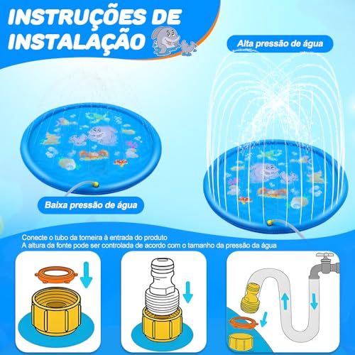 Piscina Chafariz, Sprinkler Wading Pool170cm, Sprinkler Mat Antiderrapante para Cães de Estimação, V