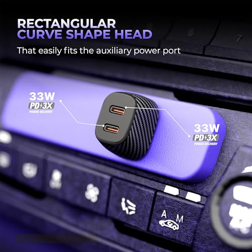 Image of DR VAKU BROTVOLT 66W Car Charger Dual Port Output Fast Charging Type C PD 33W USB Car Mobile Charger Adapter for iPhone 17 /16 /15 /14 /13 All Series, Tablets, Laptop & Android Smartphones- Black