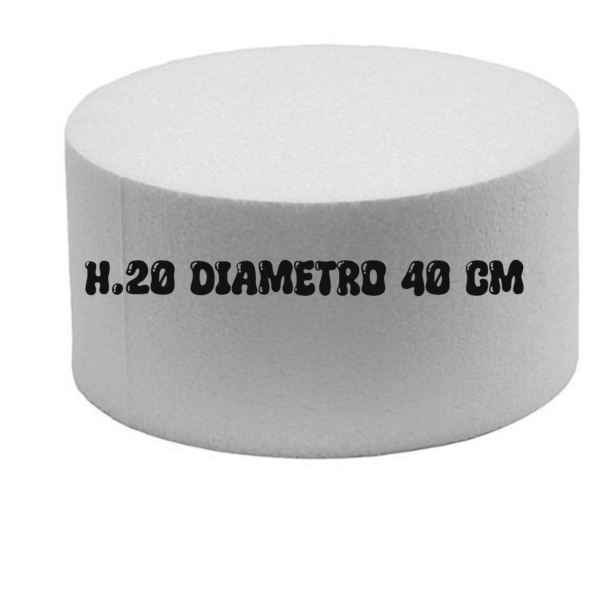 Base Rotonda in Polistirolo per Cake Design, 40 cm Diametro x 20 cm Altezza, Bianco
