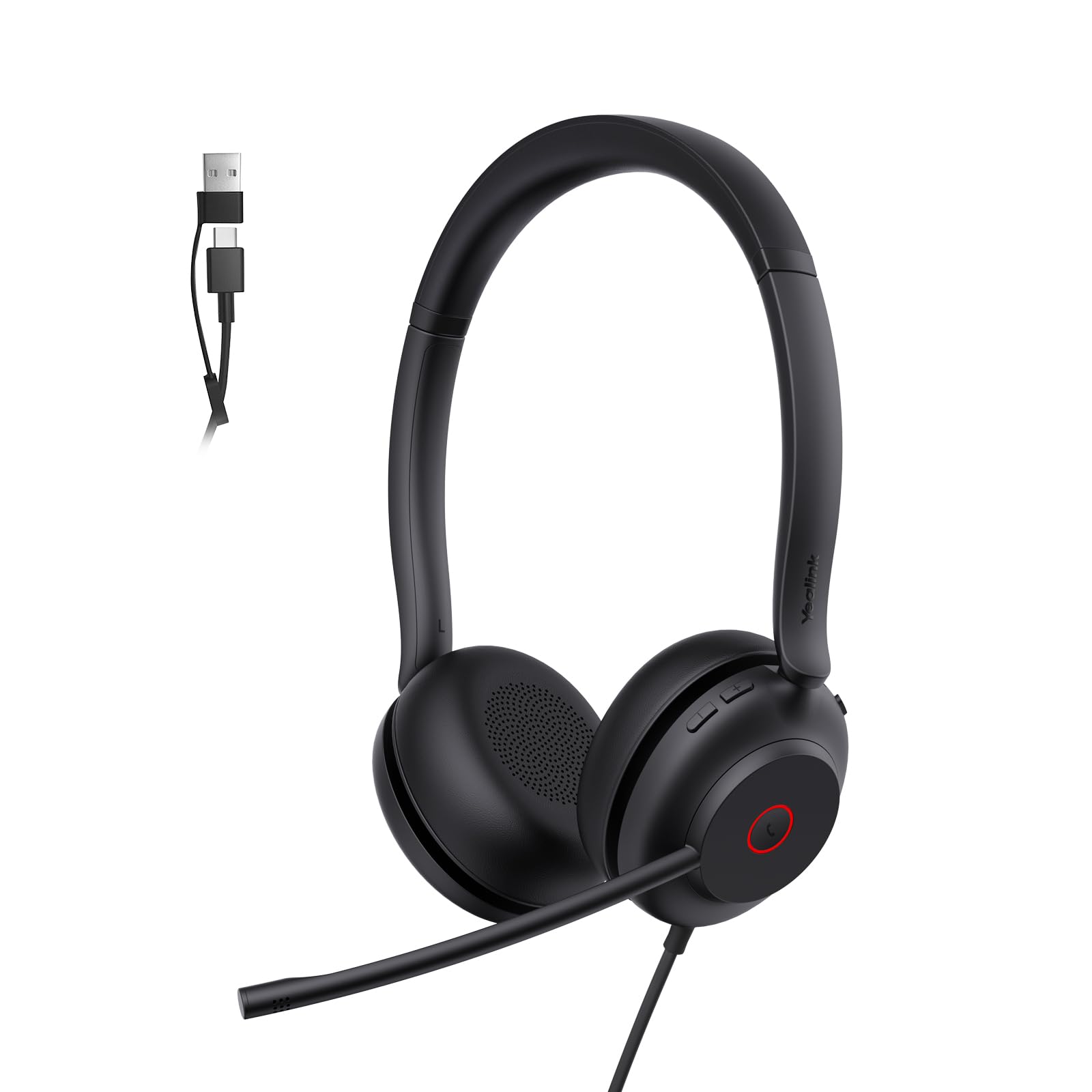 Yealink UH35 USB-C/A Headset with Noise Cancelling Microphone, Wired Headphones for Computer PC, Mute Button, Compatible with Zoom, Google and Other
