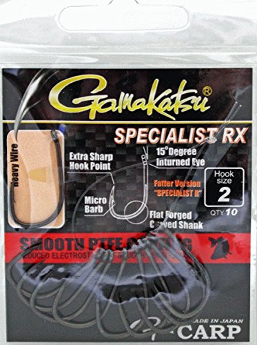 Gamakatsu Carp Specialist RX - Size 2 185033200 Carp Hook Hooks, Black