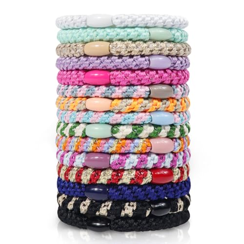 Lot De 15 élastiques à Cheveux Tressés - Coton Doux, Couleurs Bleues Et Vertes, Pour Femmes Et Enfants