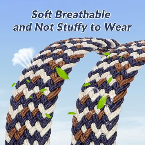 Image of BELTROAD Elastic Braided Belt Mens Golf Belts No-Hole Design Lightweight Breathable Woven Stretch Belt for Golf Casual