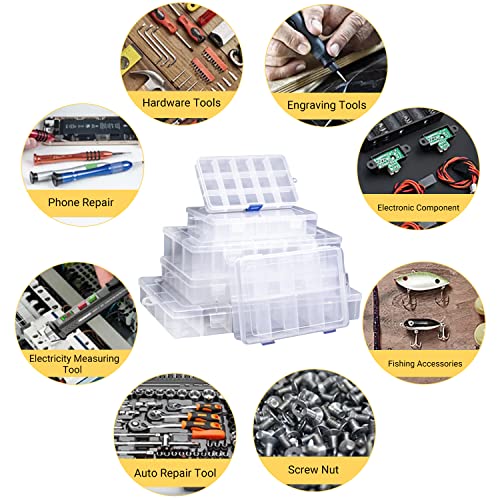Mromax Pp Component Storage Box, 200 X 130 X 45Mm Plastic Organizer Adjustable Container 8 Removable Grids Tool Boxes For Electronic Component Small Accessories Transparent Color 1Pcs #TOP5