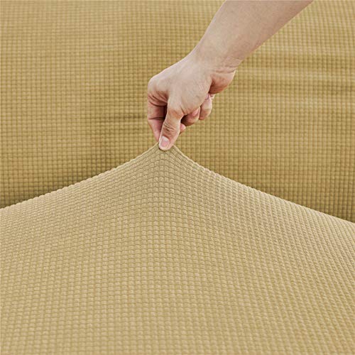 Housse de canapé extensible protège des taches et usure couleur sable 3 places - 5