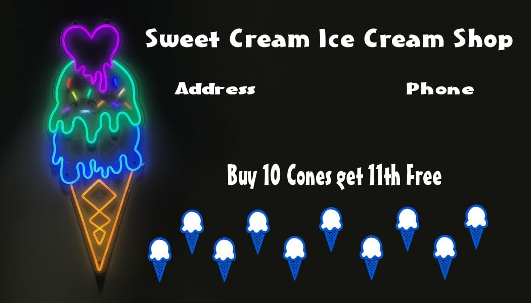 Customize YOUR COMPANY Ice Cream Shop Loyalty Punch Business Cards Personalized with your business info (1000)