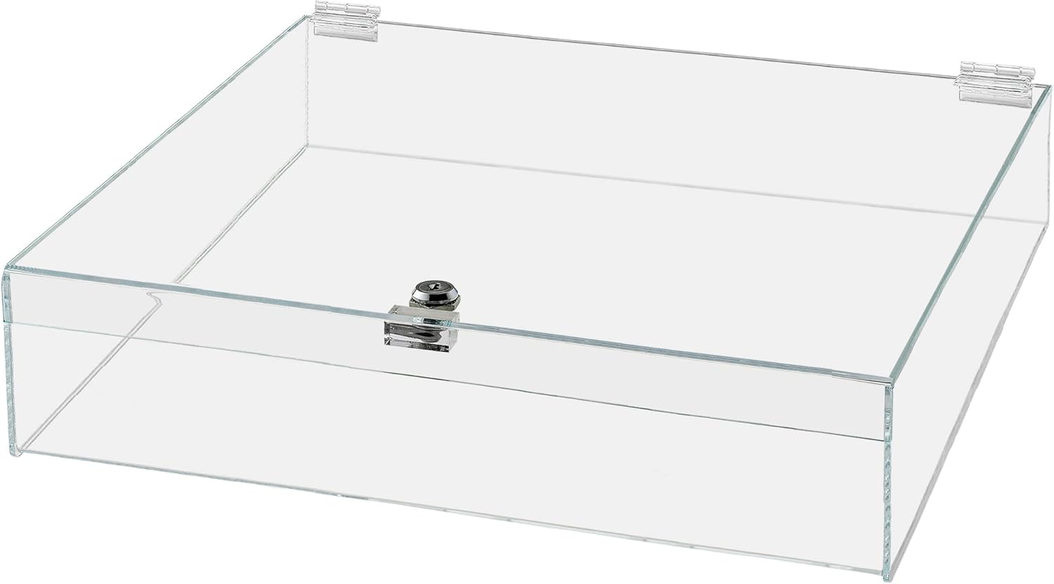 Acrylic Locking Display Case with Keys 18" x 18" x 6" Clear Square Countertop Tray with Lid for Artifacts Antiques Collectibles Jewelry Currency and Coins by Marketing Holders