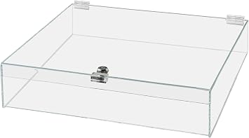 Acrylic Locking Display Case with Keys 18" x 18" x 6" Clear Square Countertop Tray with Lid for Artifacts Antiques Collectibles Jewelry Currency and Coins by Marketing Holders
