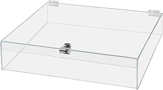 Acrylic Locking Display Case with Keys 18" x 18" x 6" Clear Square Countertop Lucite Tray with Lid for Artifacts Antiques Collectibles Jewelry Currency and Coins by Marketing Holders