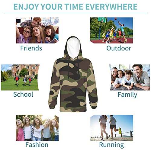 Bikinsex Boys Girls Green Brown Camo Camouflage Sweatshirts Fashionable Pullover Hoodies Novelty Tunic Top Blouse Casual Pullover Tracksuits With Pocket #TOP6