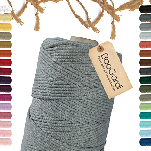 Hilo de macramé · Gris, 5 mm x 100 m, 3 mm o 5 mm, muchos colores, cordón de algodón · Hilo de algodón · Cordón para manualidades · Cordón para manualidades Cover