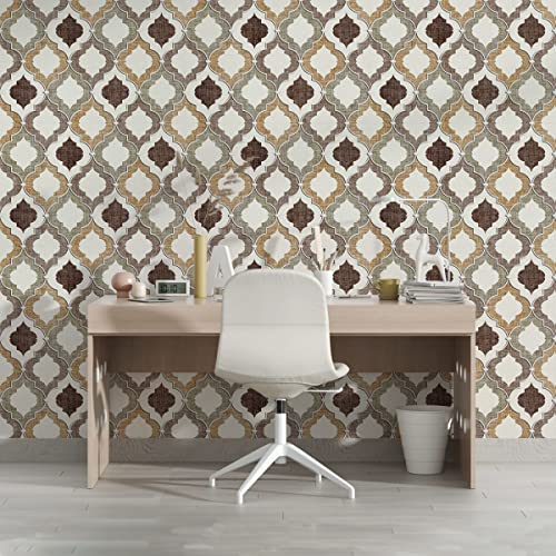 Image of DWELLSINDIA Multicolor Moroccan Wallpaper for Interior Wall Decor | Self Adhesive Peel & Stick, Thick Textured Premium Paper | Waterproof, Scratch Resistant | Bedroom & Hallway | 41 x 244 cm