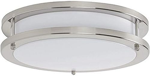 Sunset Lighting F9913-80-1-4K - Montaje empotrado LED de 12 pulgadas, lente acrílica, regulable, con níquel satinado brillante