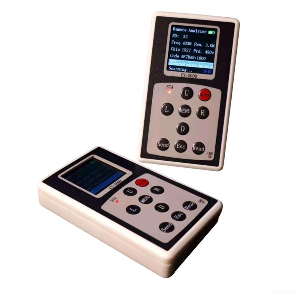 CY-2000 Analyseur de télécommande sans fil pour détection de code d'apprentissage fixe et d'apprentissage 315 MHz/433 MHz (PT2262, eV1527) avec écran IPS, stockage de 50 ensembles, chargement de type