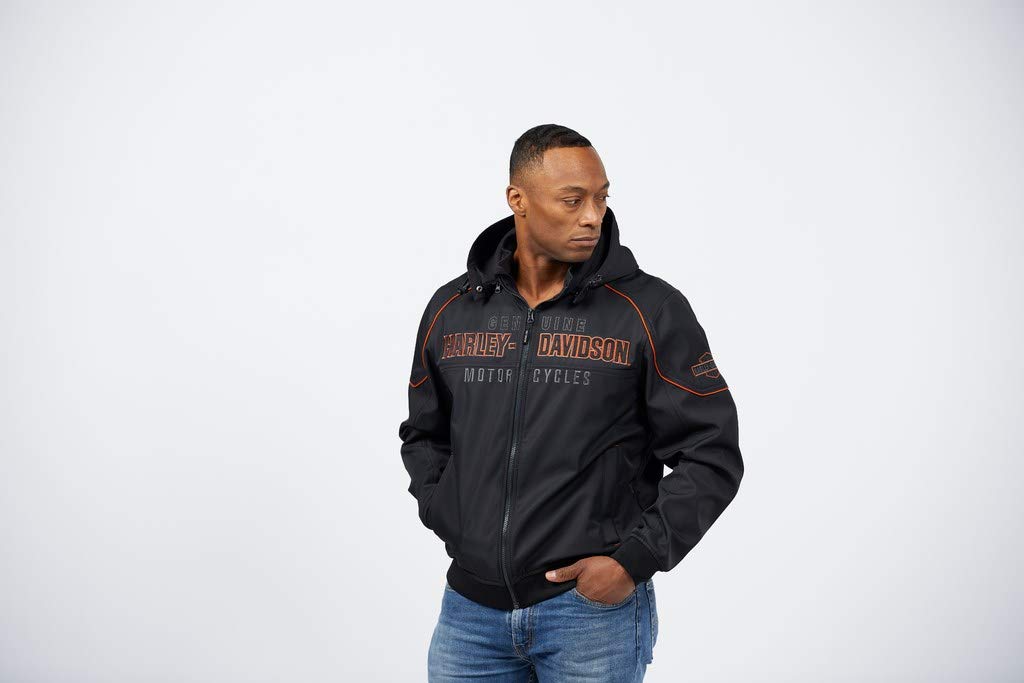 HARLEY-DAVIDSON Idyll Performance Softshelljacke Herren Outdoor Jacke mit herausnehmbarer Kapuze 100% Winddicht