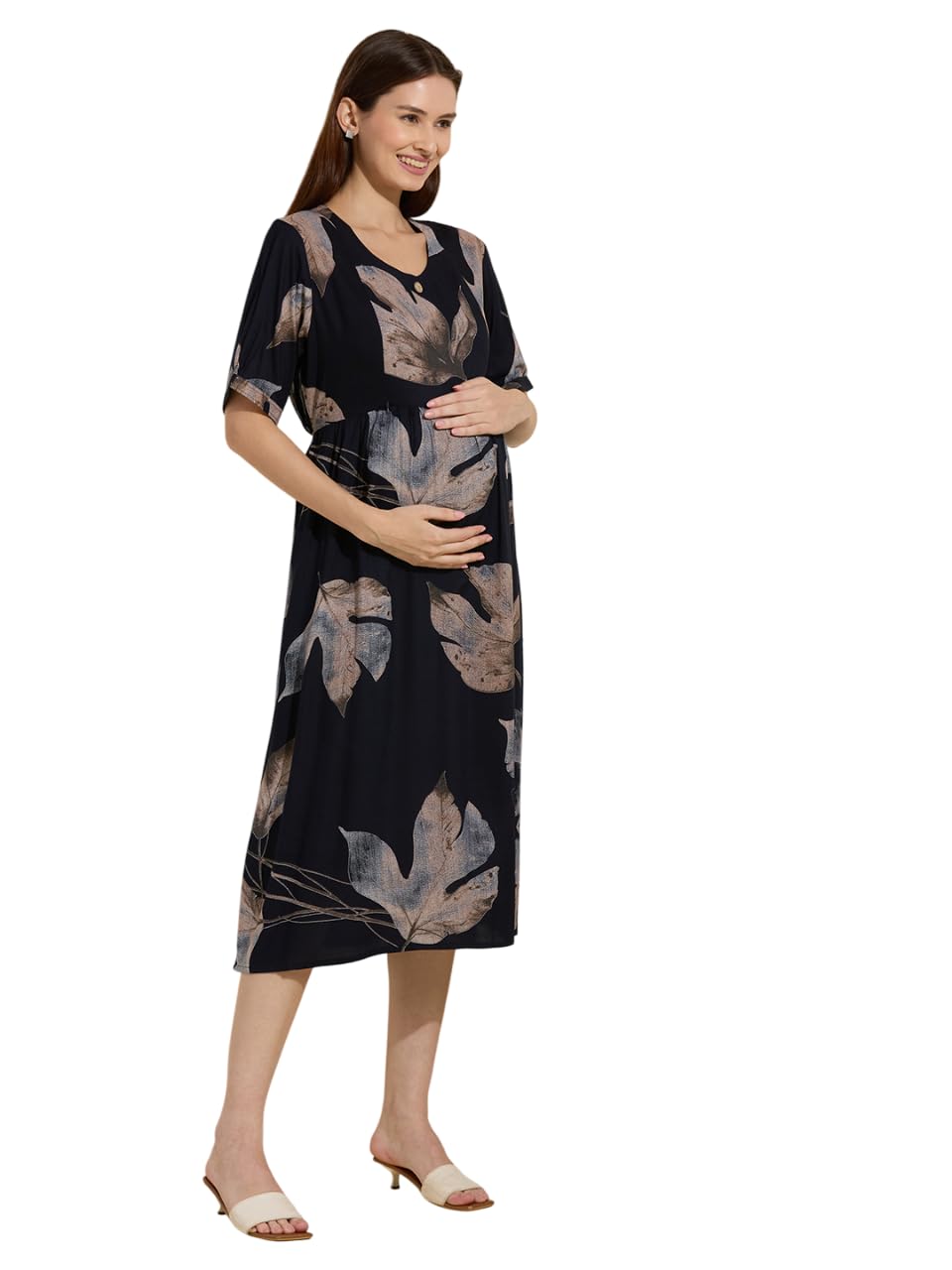 nightspree Womens Floral Rayon Cotton Printed Maternity Dress-picture-37