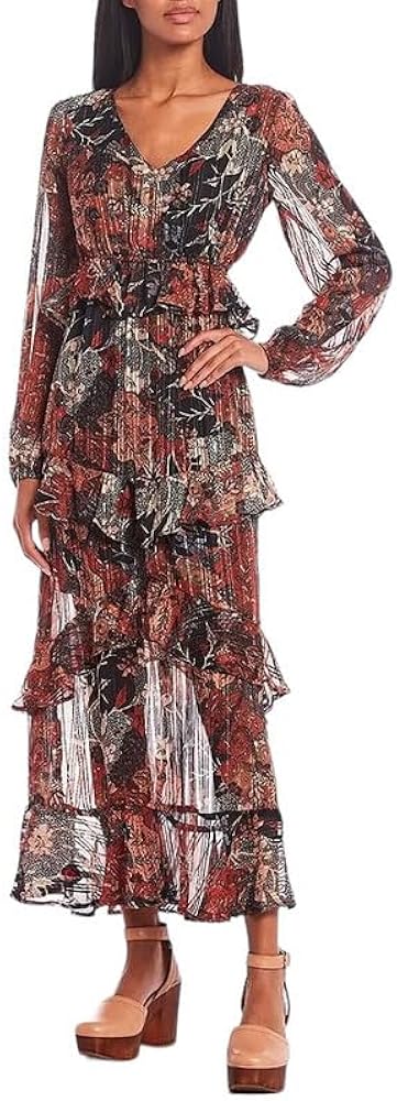 Jessica Simpson Women's Bianca Long Sleeve Waist Cutout Floral Print Maxi Dress (Autumn Memories - Macadama, Medium) at Amazon Women's Clothing store Jessica Simpson Women's Bianca Long Sleeve Waist Cutout Floral Print Maxi Dress (Autumn Memories - Macadama, Medium) at Amazon Women's Clothing store